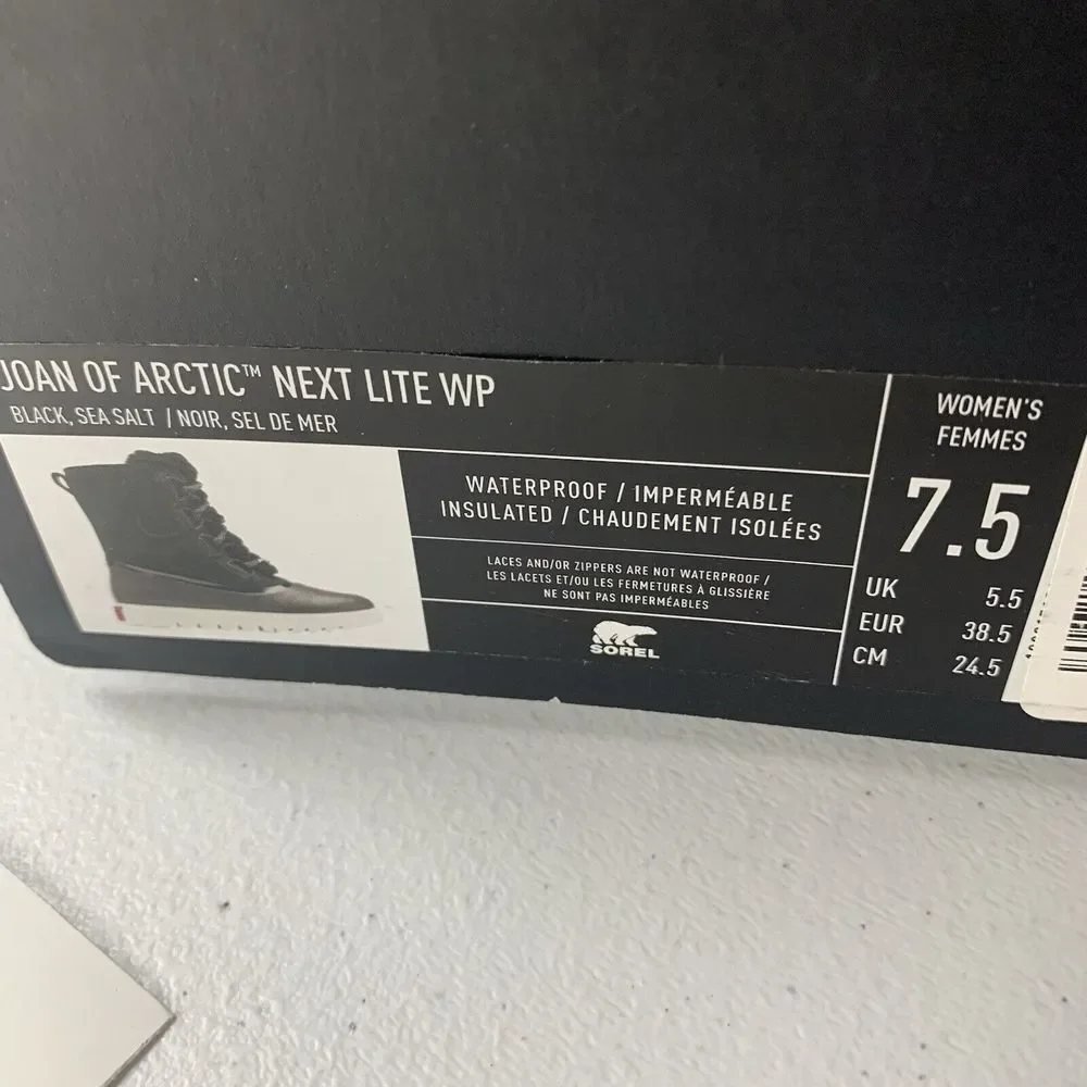 Sorel Joan of Arctic Next Lite Boots‎ Women's 7.5 Black Sea Salt Waterproof